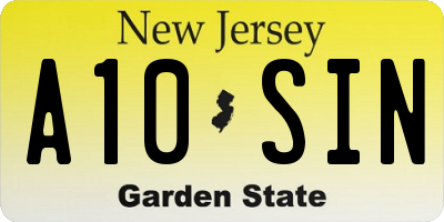 NJ license plate A10SIN