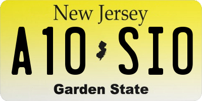 NJ license plate A10SIO