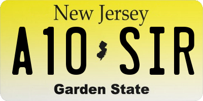 NJ license plate A10SIR