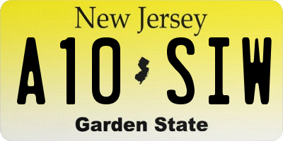 NJ license plate A10SIW