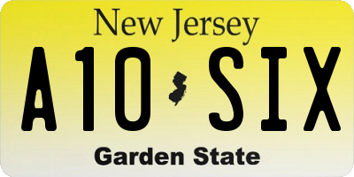 NJ license plate A10SIX