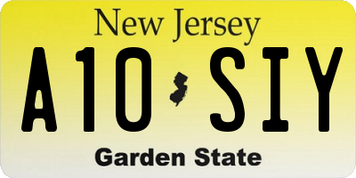 NJ license plate A10SIY