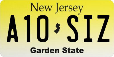 NJ license plate A10SIZ