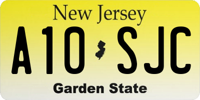 NJ license plate A10SJC