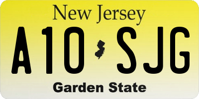 NJ license plate A10SJG