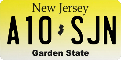 NJ license plate A10SJN