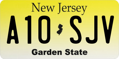 NJ license plate A10SJV