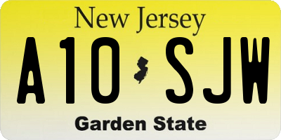 NJ license plate A10SJW