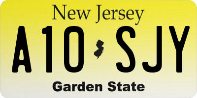 NJ license plate A10SJY