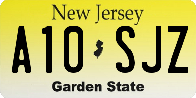 NJ license plate A10SJZ