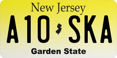 NJ license plate A10SKA