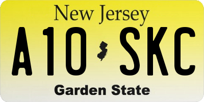 NJ license plate A10SKC