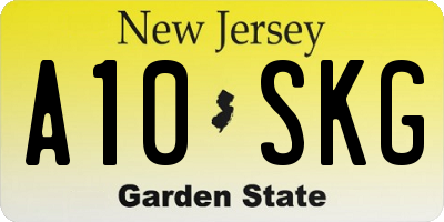 NJ license plate A10SKG