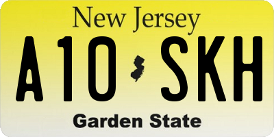 NJ license plate A10SKH