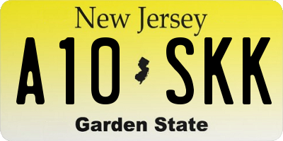 NJ license plate A10SKK