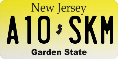 NJ license plate A10SKM