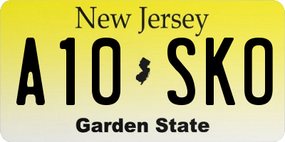 NJ license plate A10SKO