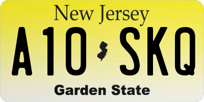 NJ license plate A10SKQ