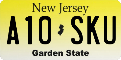 NJ license plate A10SKU