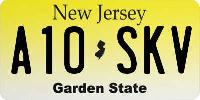 NJ license plate A10SKV