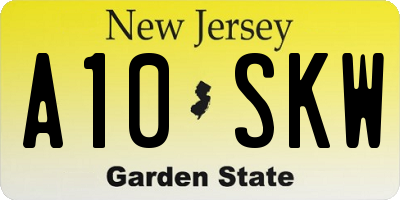 NJ license plate A10SKW