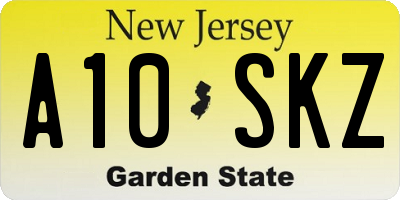 NJ license plate A10SKZ