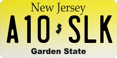 NJ license plate A10SLK