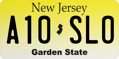 NJ license plate A10SLO