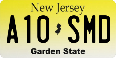 NJ license plate A10SMD