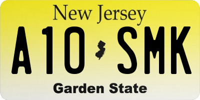 NJ license plate A10SMK