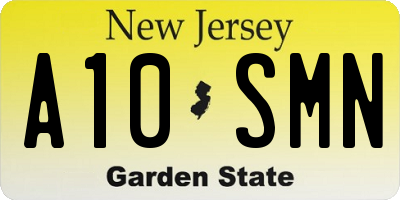 NJ license plate A10SMN