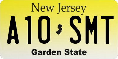 NJ license plate A10SMT