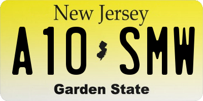 NJ license plate A10SMW