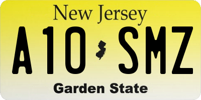 NJ license plate A10SMZ