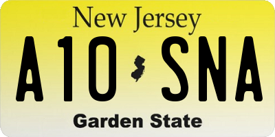 NJ license plate A10SNA