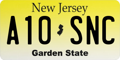 NJ license plate A10SNC