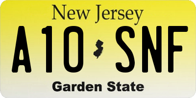 NJ license plate A10SNF