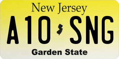 NJ license plate A10SNG