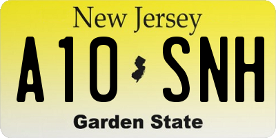 NJ license plate A10SNH