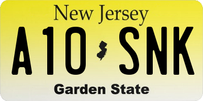 NJ license plate A10SNK