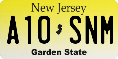 NJ license plate A10SNM