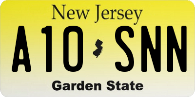 NJ license plate A10SNN