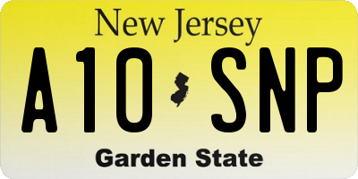 NJ license plate A10SNP