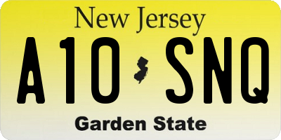 NJ license plate A10SNQ