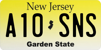 NJ license plate A10SNS