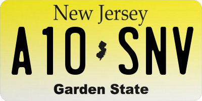 NJ license plate A10SNV