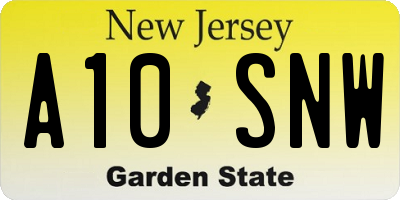 NJ license plate A10SNW