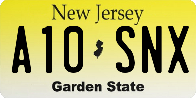 NJ license plate A10SNX