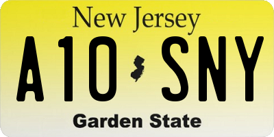 NJ license plate A10SNY