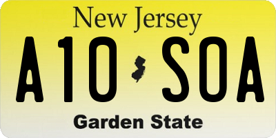 NJ license plate A10SOA